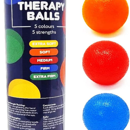 Premium Hand Therapy Exercise Balls x 5 Soft - Extra Firm