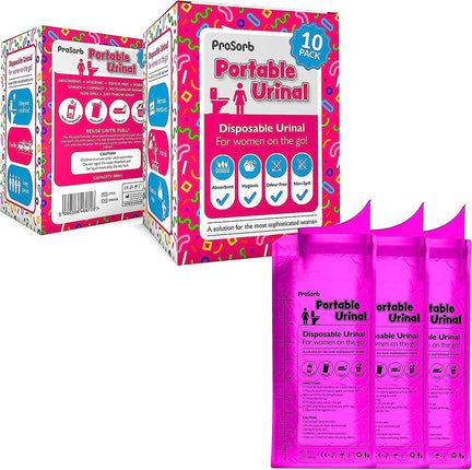 Premium Disposable Portable Urinal Travel Pee Bag - Pack of 10