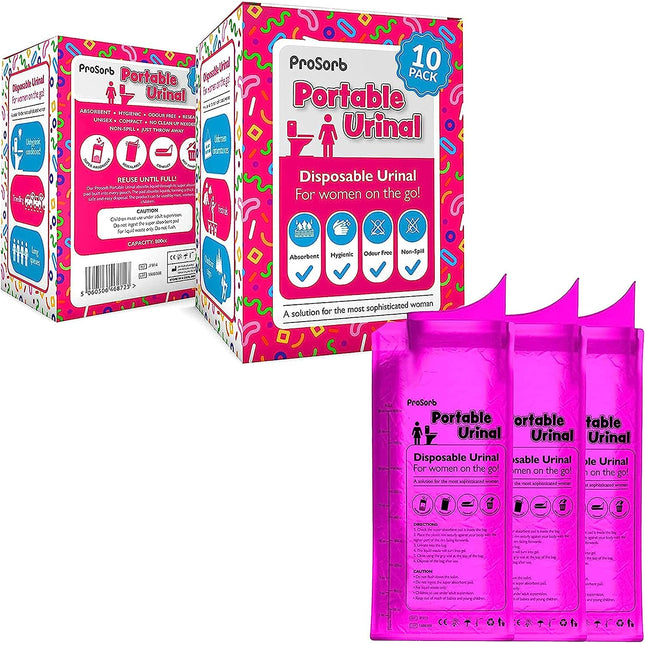 Premium Disposable Portable Urinal Travel Pee Bag - Pack of 10