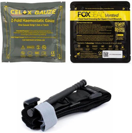 Trauma kit Bundle - Celox Gauze, Cat Tourniquet, Fox Chest seal