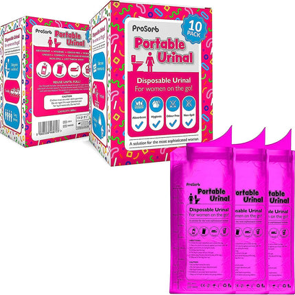 Premium Disposable Portable Urinal Travel Pee Bag - Pack of 10