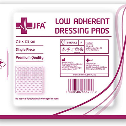 Low Adherent Dressing Pads 7.5cm x 7.5cm